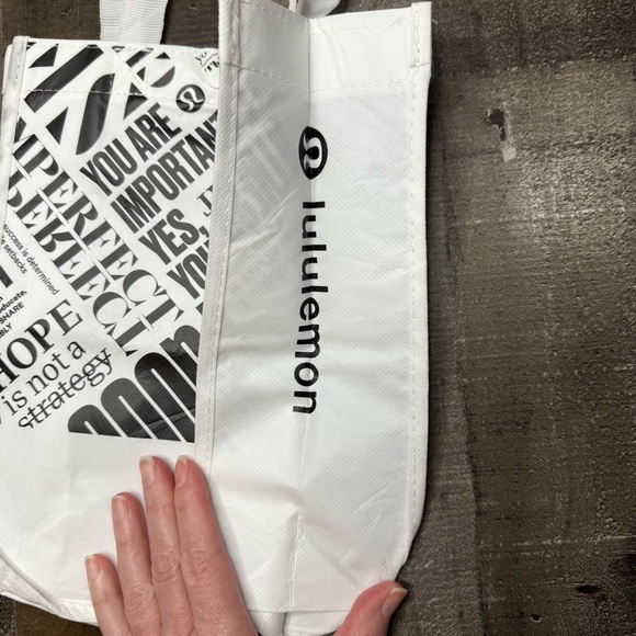 Lululemon Small Reuseable White and Black Logo Tote - Picture 2 of 7